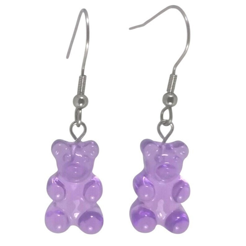 Quirky Lizard Boutique Gummy Bear‎ Earrings Womens OS Purple Translucent Kidcore